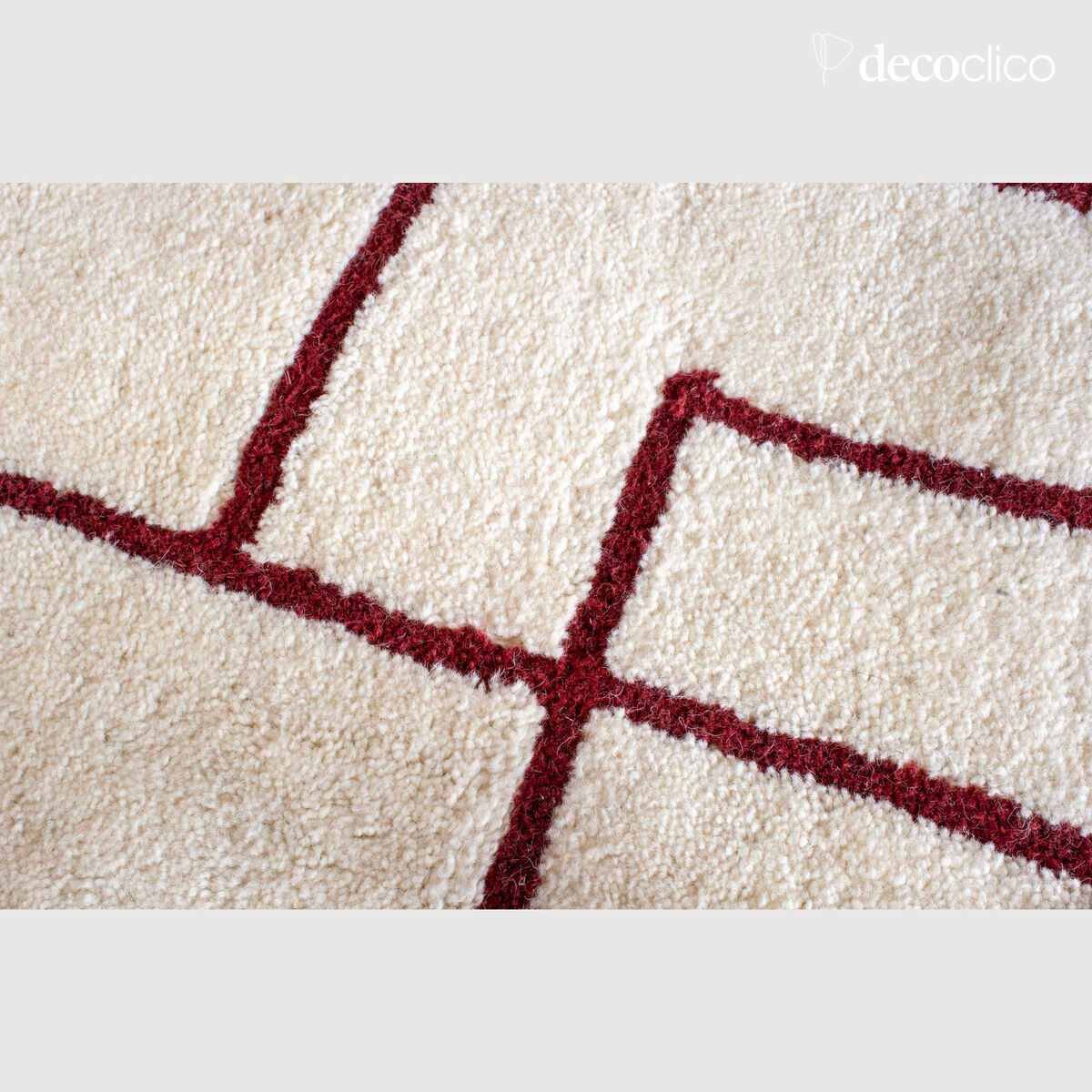 Hand-woven 100% ecru wool carpet with terracotta motifs 160 x 230 cm  Bergen