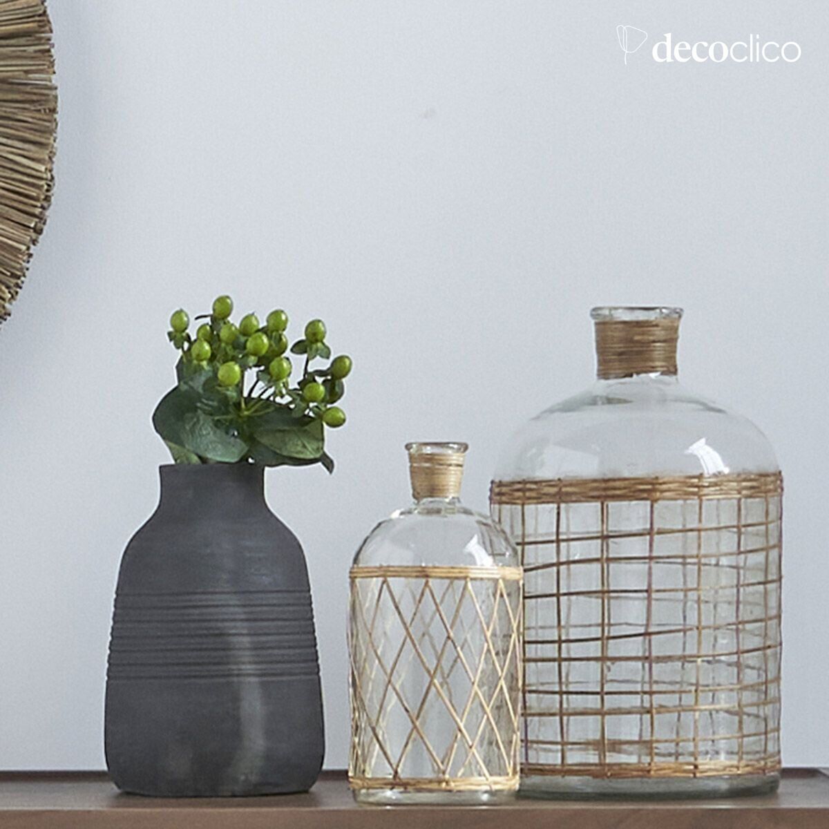 Handgemaakte Petra houtskool terracotta gestreepte decoratieve vaas