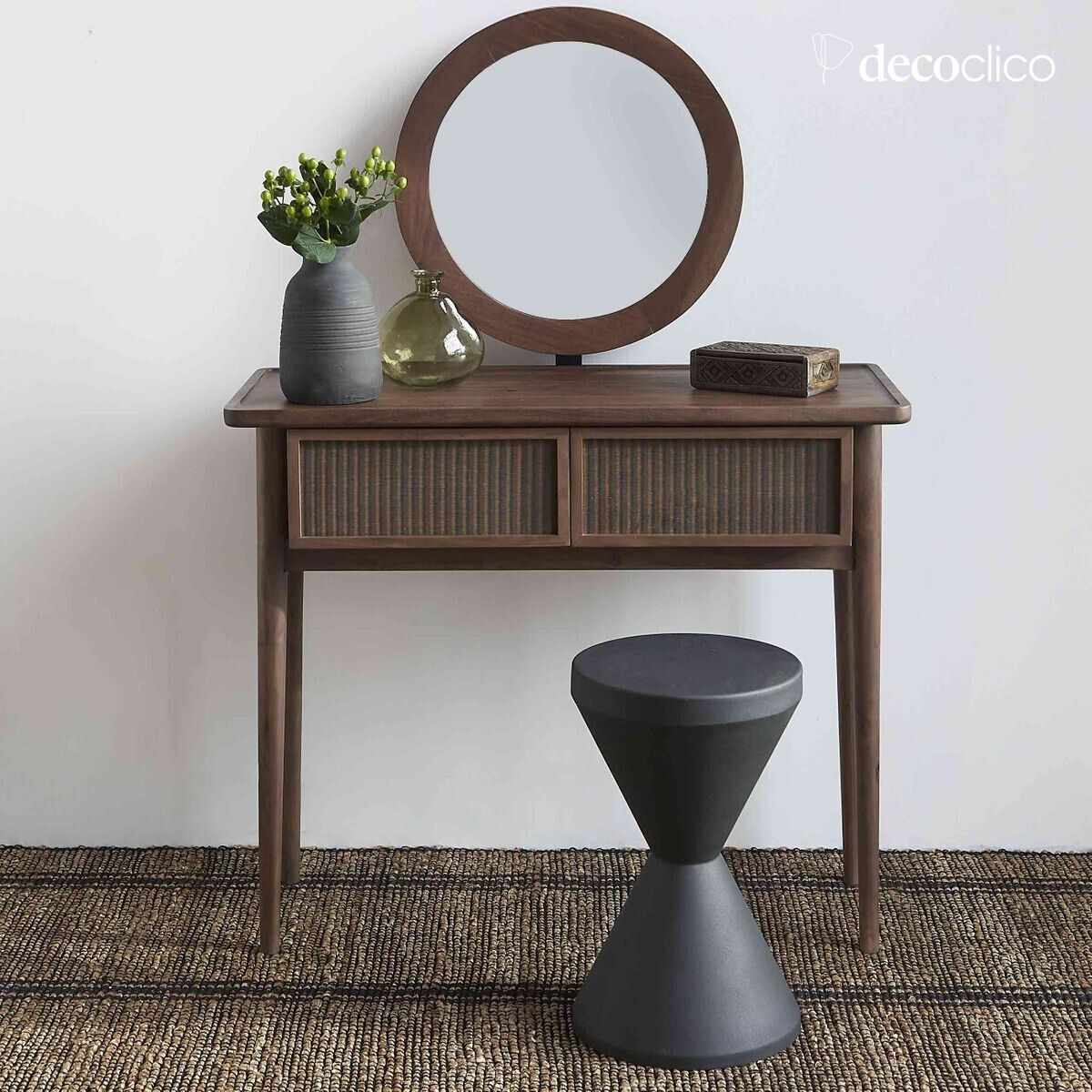 Handgemaakte Petra houtskool terracotta gestreepte decoratieve vaas