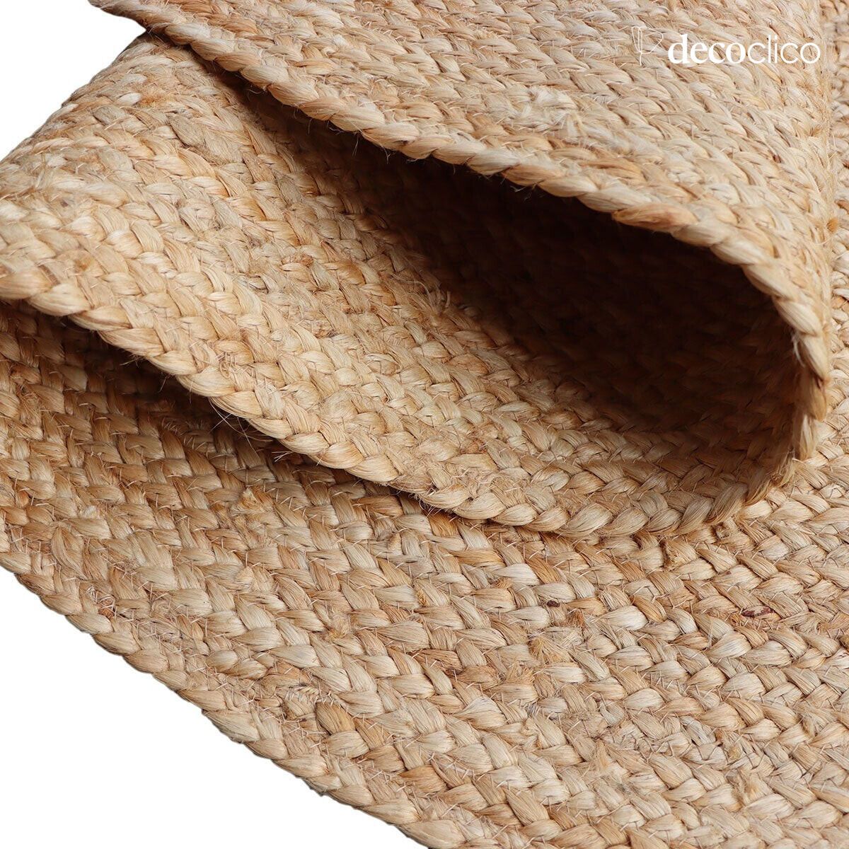 Handgeweven naturel jute ovaal vloerkleed 120 x 170 cm Moka