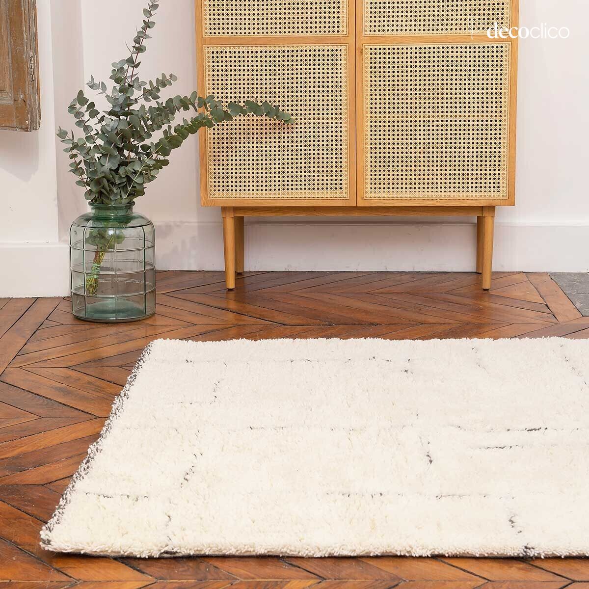 Handgeweven tapijt in Berberstijl 100% wol ecru met grijs patroon 140 x 200 cm Fro