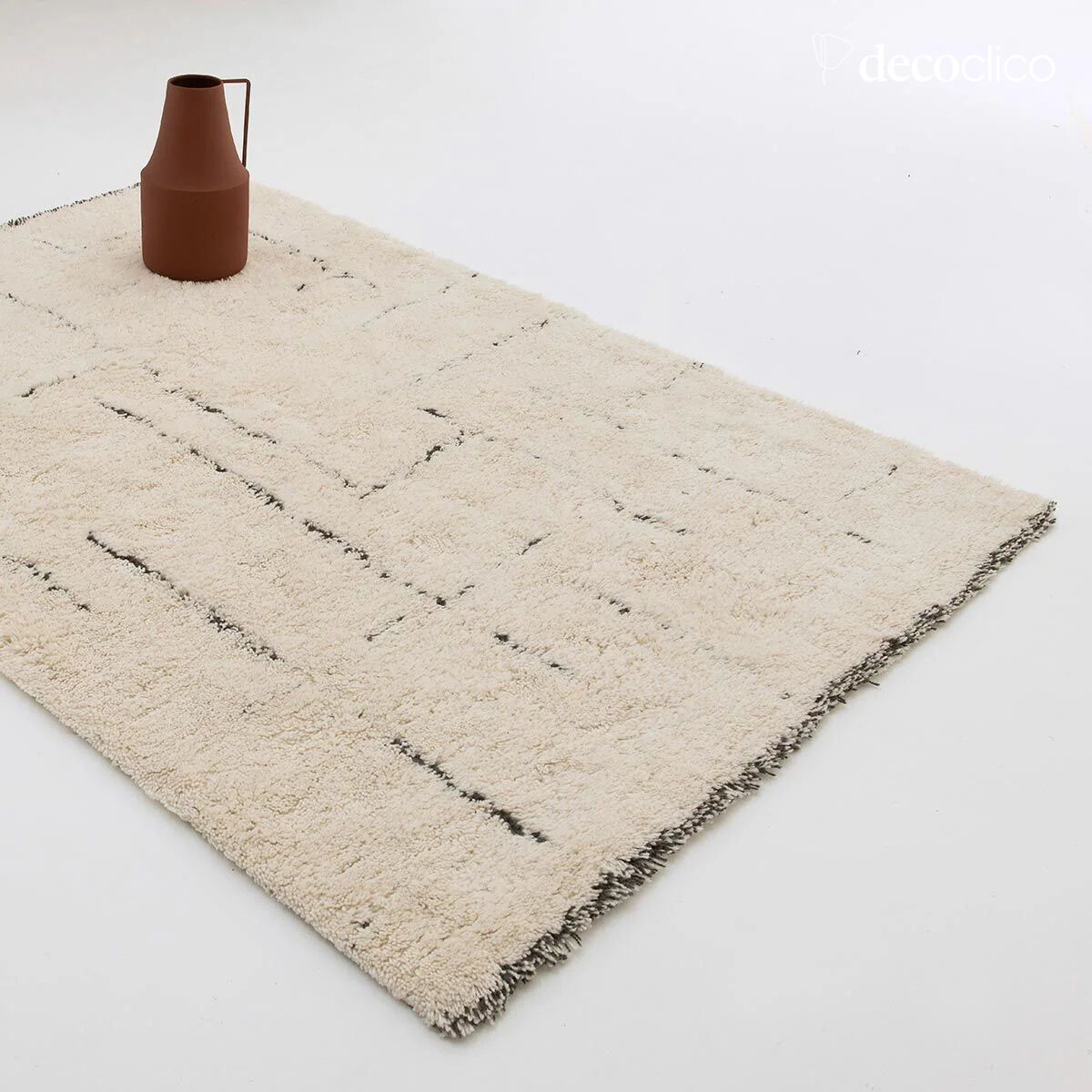 Handgeweven tapijt in Berberstijl 100% wol ecru met grijs patroon 160 x 230 cm Fro