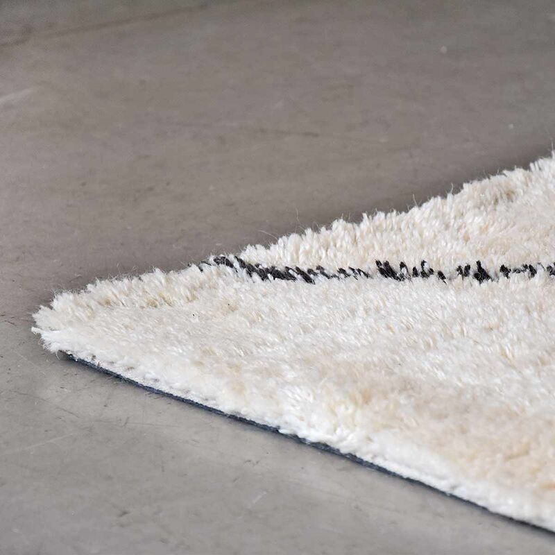 Handgeweven tapijt in Berberstijl 100% wol ecru met houtskoolpatroon 160 x 230 cm Fro