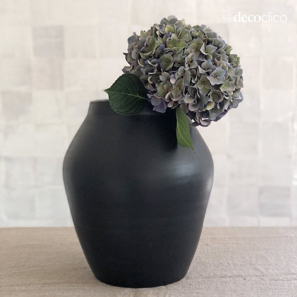 Handmade Alma black terracotta amphora vase