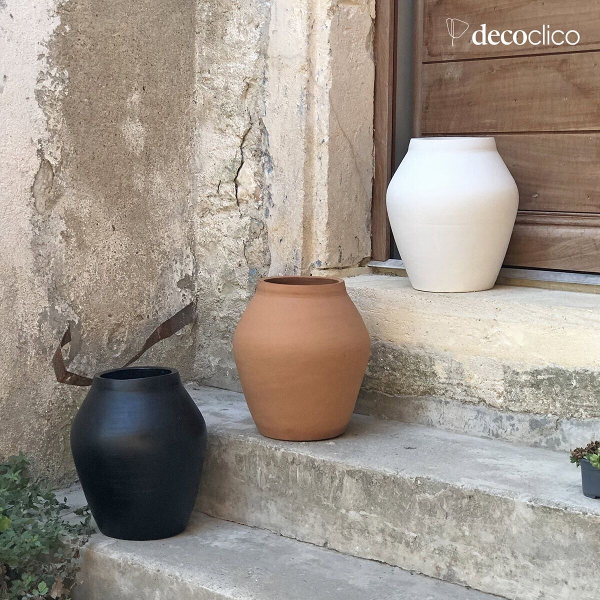 Handmade Alma black terracotta amphora vase