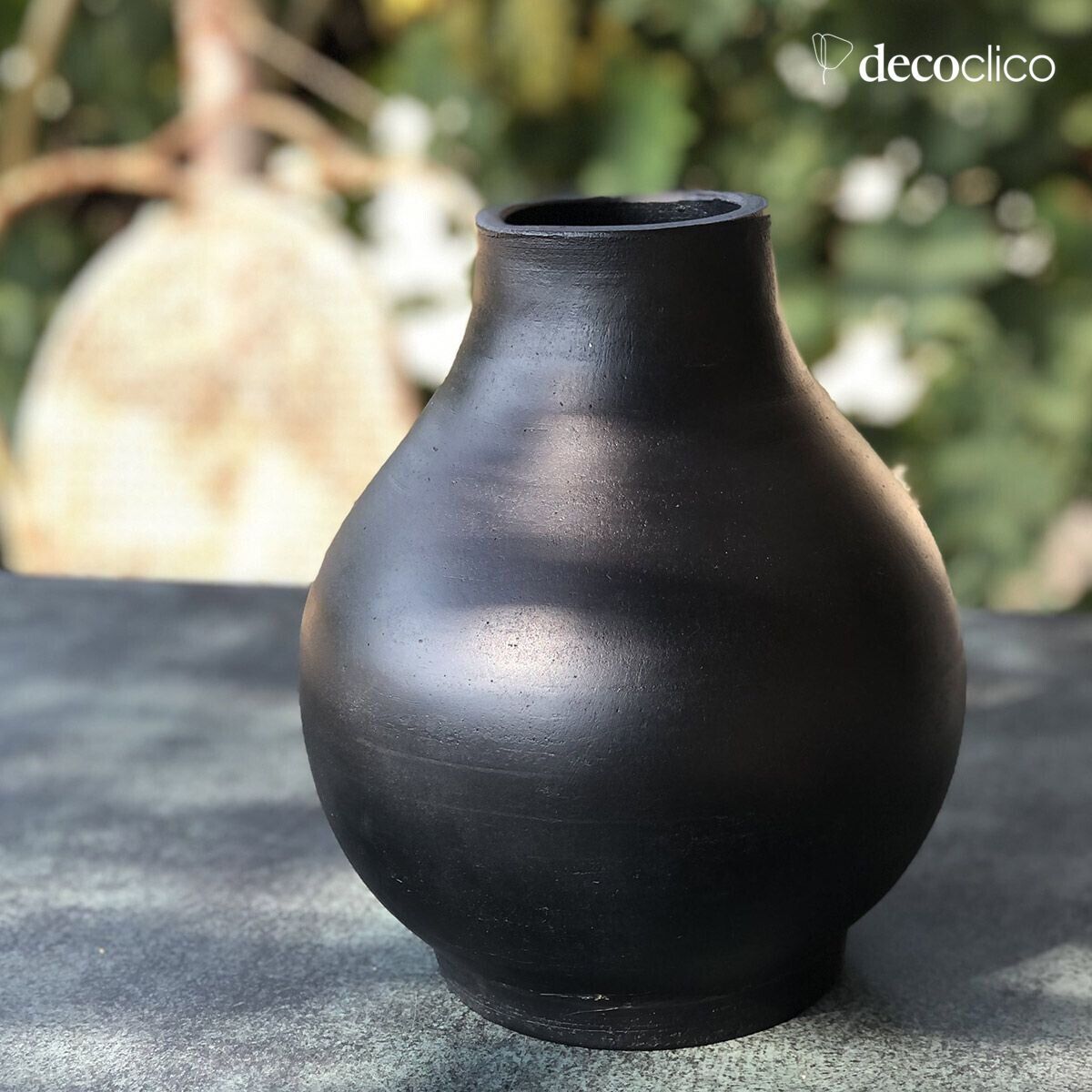Handmade Alma black terracotta vase