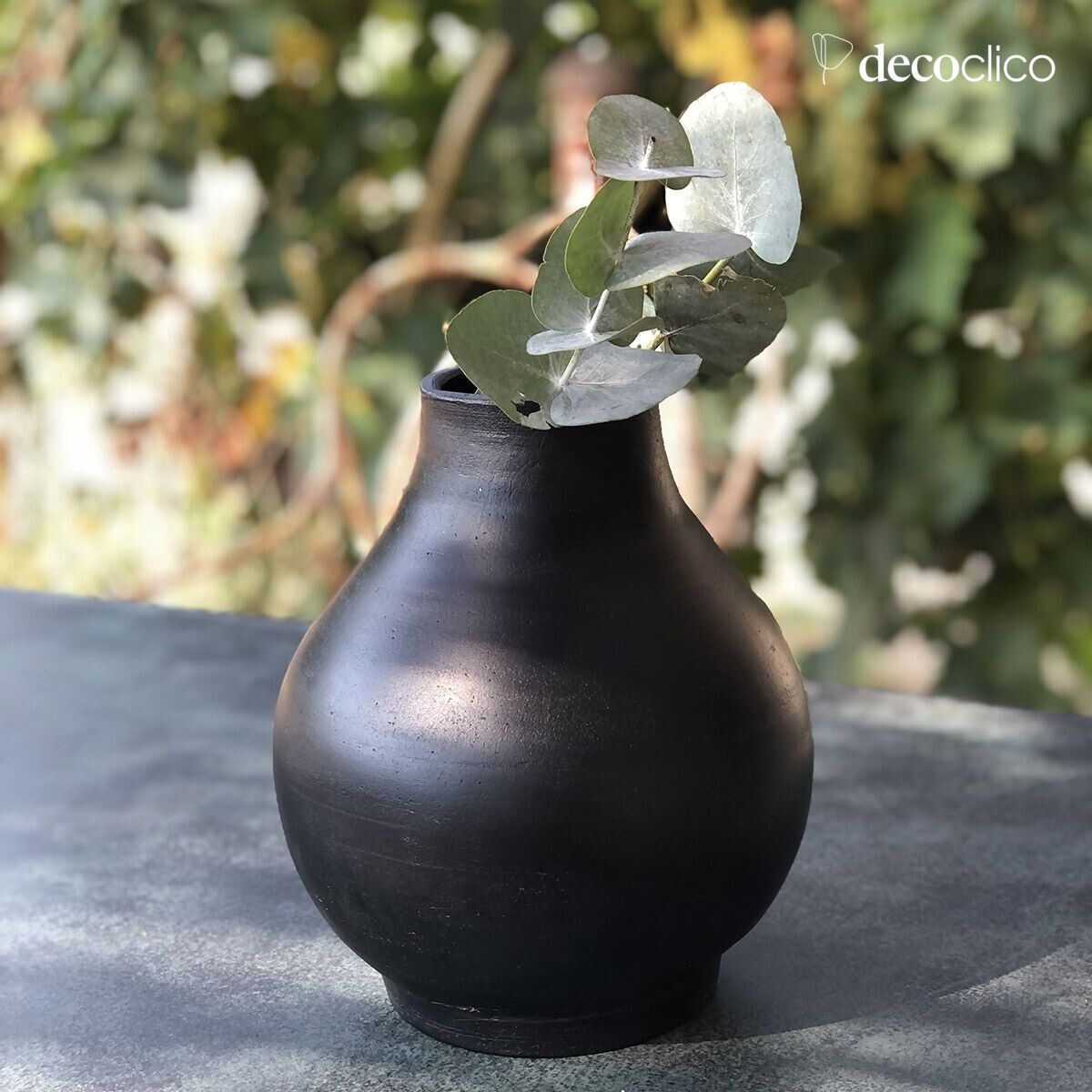 Handmade Alma black terracotta vase