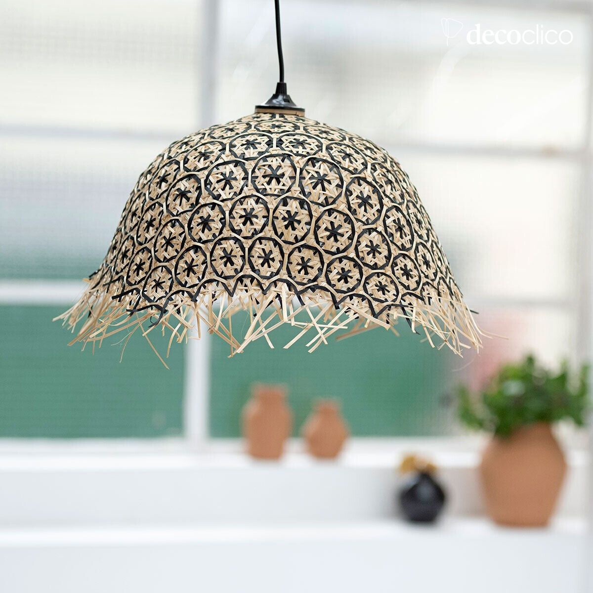 Handmade black and natural bamboo hammock (not electrified)