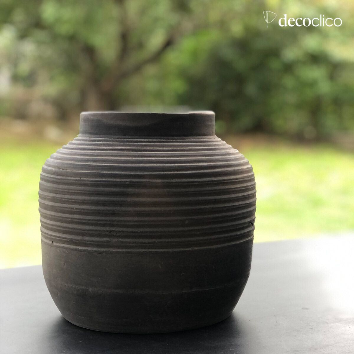 Handmade Petra coal-striped terracotta vase