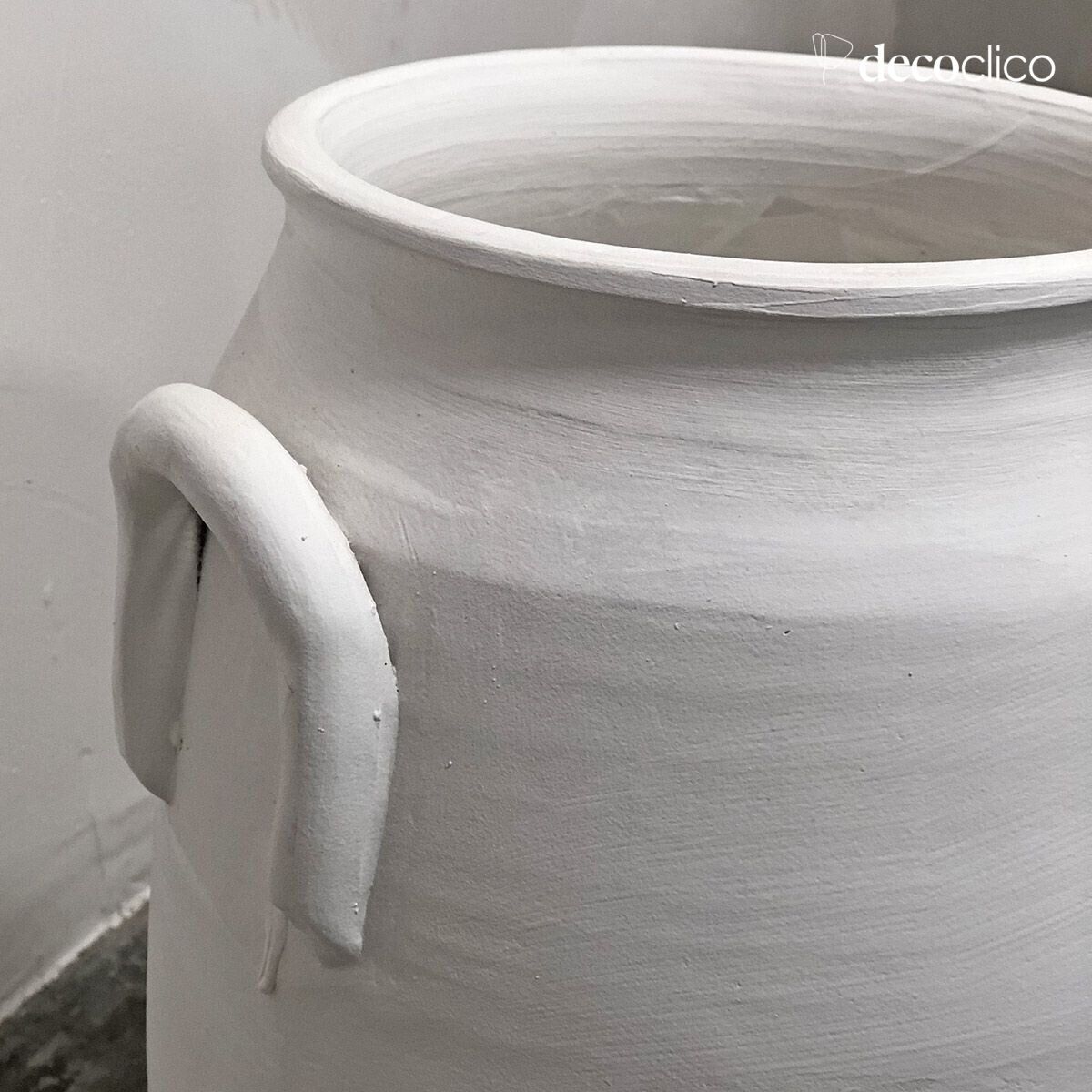Handmade white terra cotta vase with handles Alma