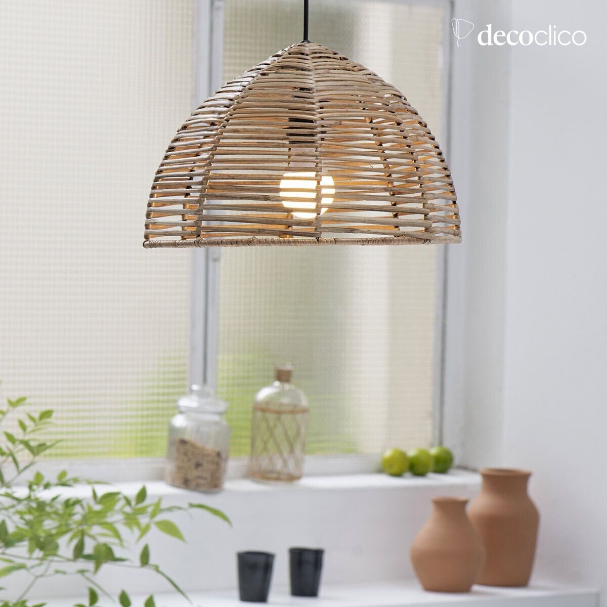 Hängeglocke aus Naturrattan (nicht elektrifiziert) Kamo