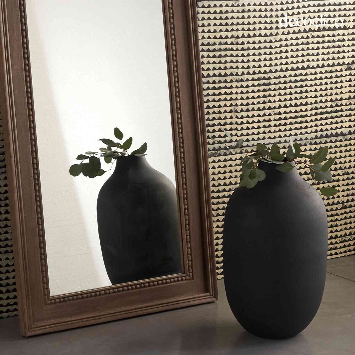 Hoher schwarzer Metallvase H53 cm Tosca