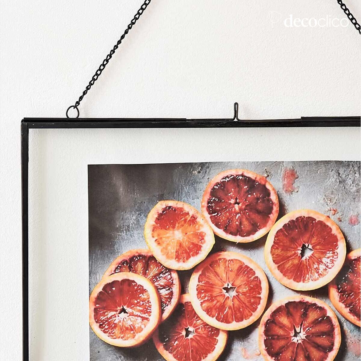 Horizontale fotolijst met glas en metalen ketting in matzwarte afwerking 35 x Mira