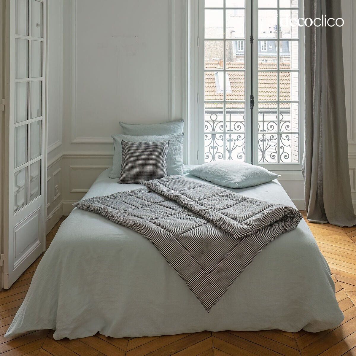 Housse de couette en lin lavé bleu glacier - 260x240cm Oslo