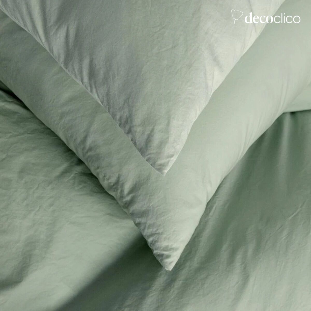 Housse de couette en percale lavée de coton céladon 260x240 cm  Ninon