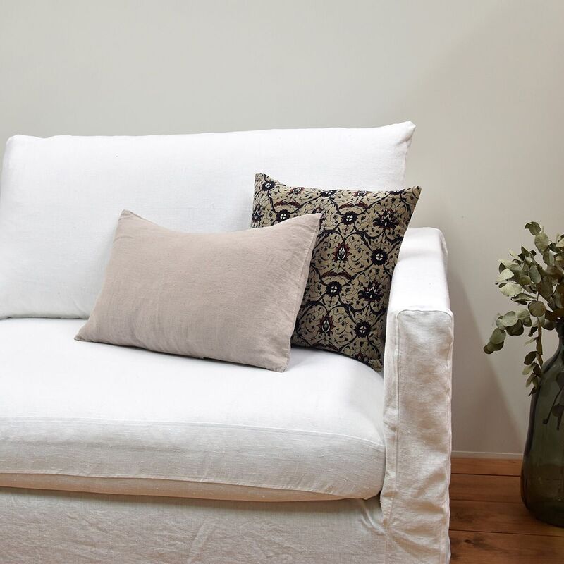 Housse de coussin en lin lavé Porticcio Naturel Harmony 40 x 60 cm