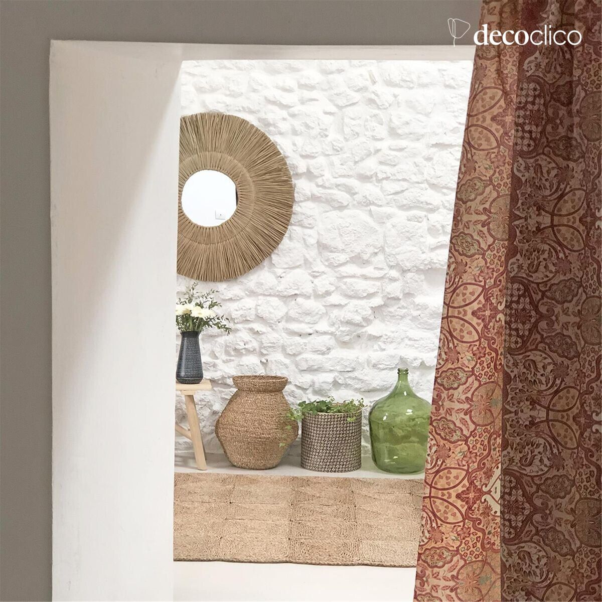 Jar in woven natural wicker H50 cm  Sumba