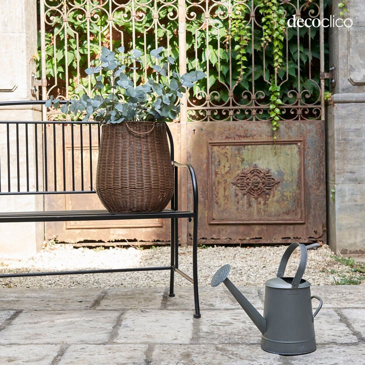 Jardineras de polirratán marrón hechas a mano, juego de 2, forma de cesta Tavira