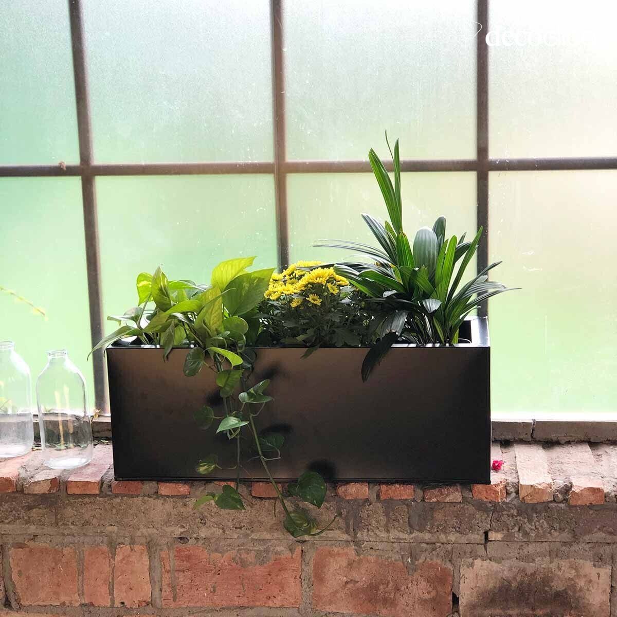 Jardinière rectangulaire métal galvanisé noir mat à poser - PM