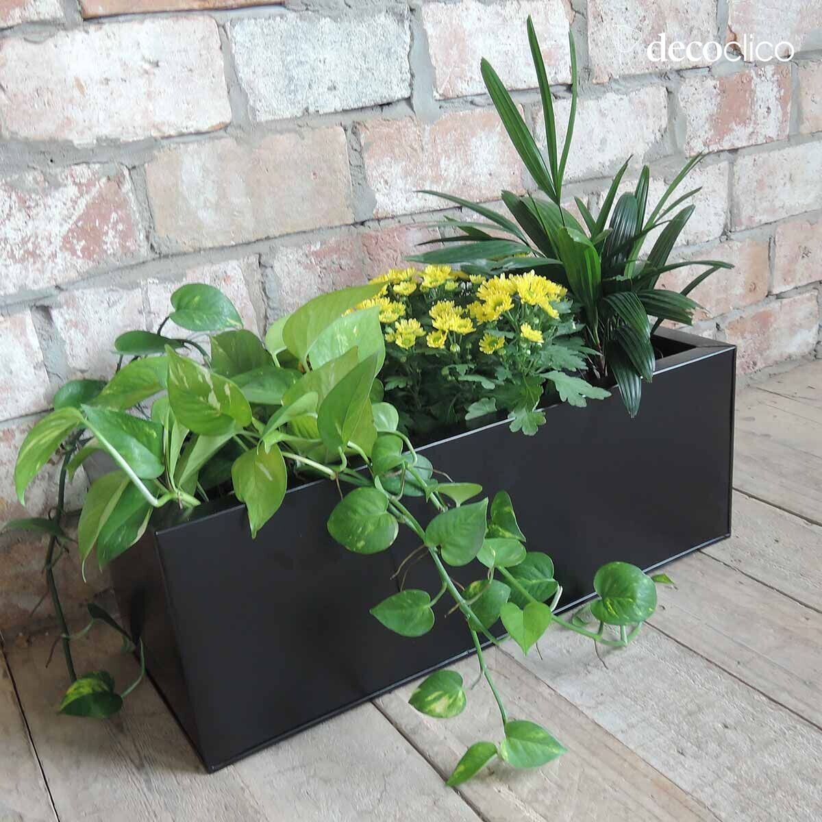 Jardinière rectangulaire métal galvanisé noir mat à poser - PM