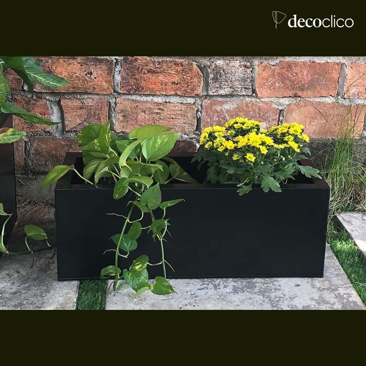 Jardinière rectangulaire métal galvanisé noir mat à poser - PM