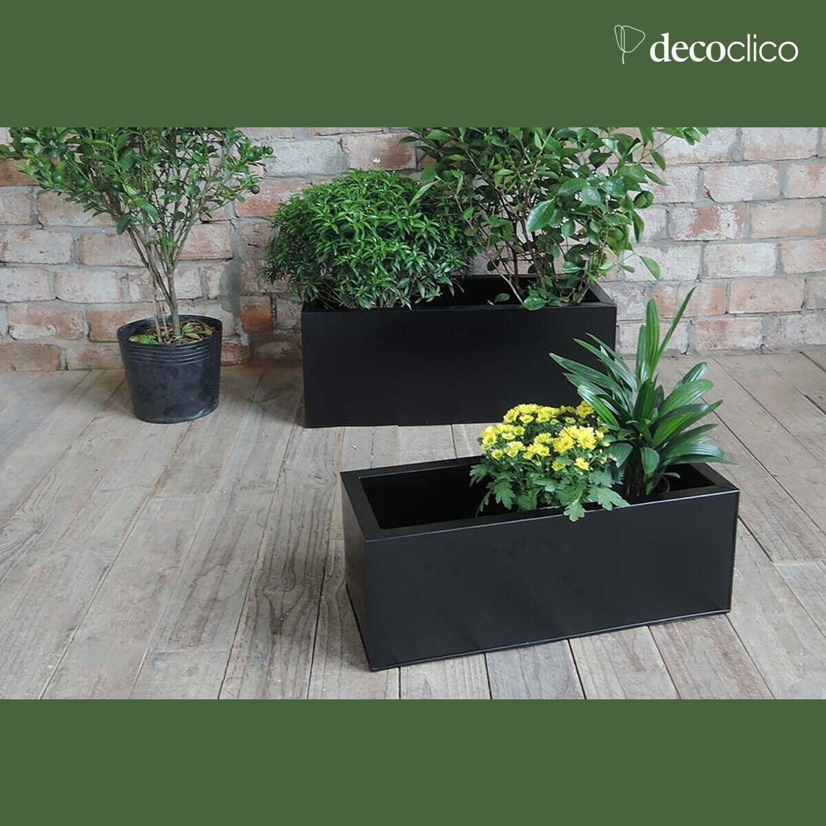 Jardinière rectangulaire métal galvanisé noir mat à poser - PM