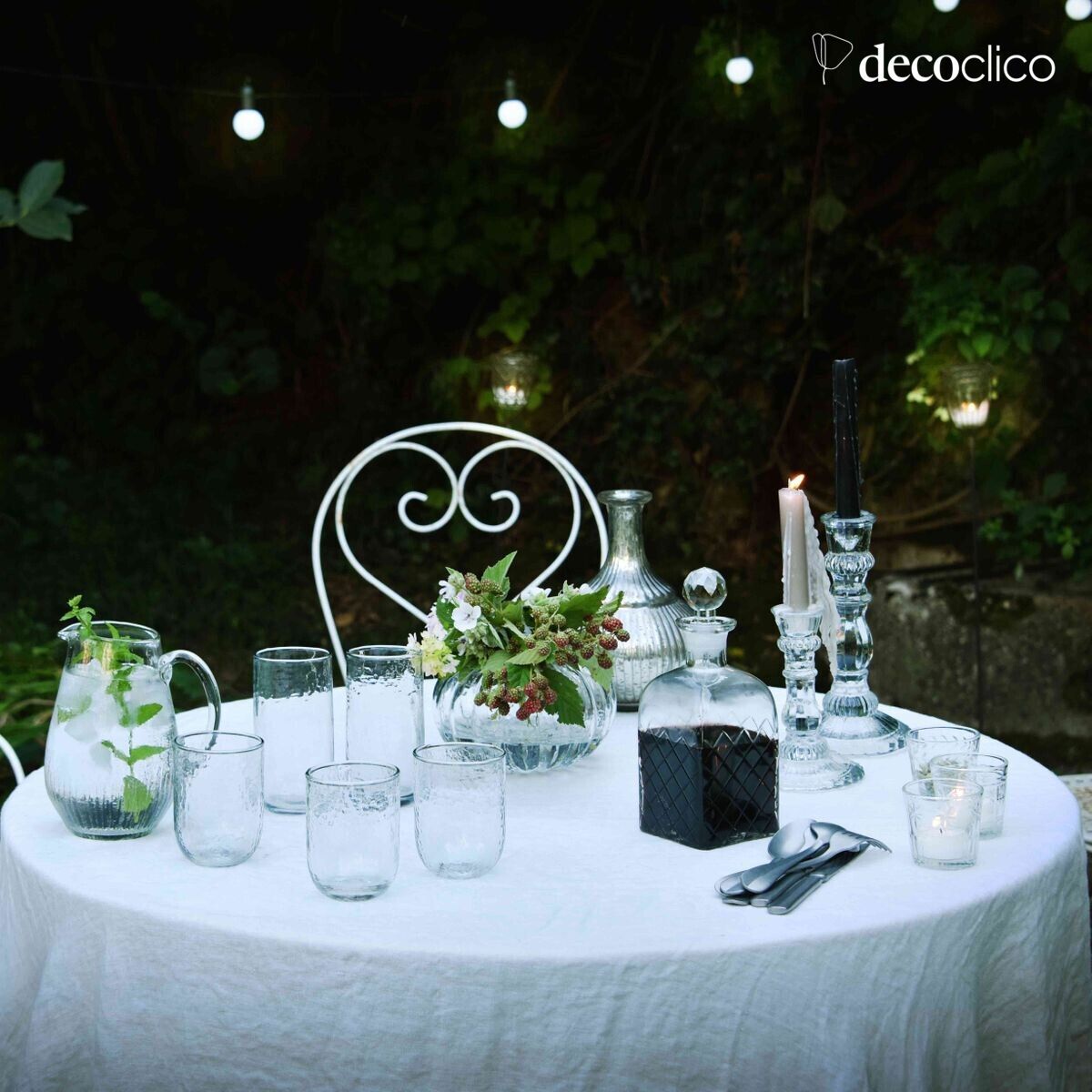 Jarra de whisky de vidrio transparente grabado con tapón facetado John