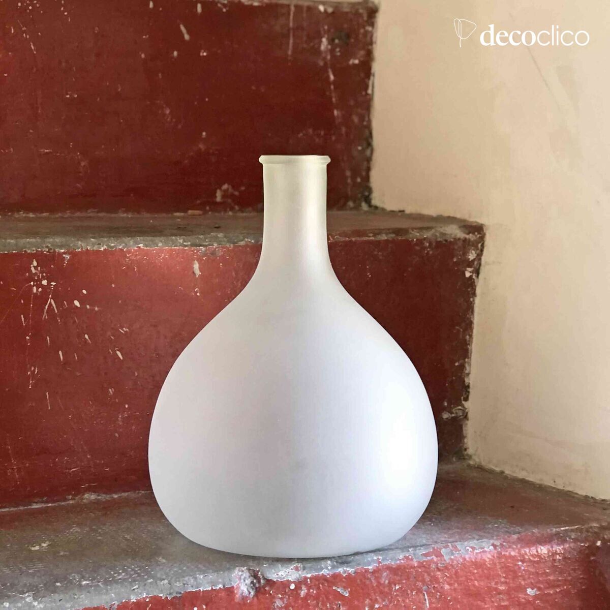 Jarrón botella de vidrio esmerilado 30 x 22 cm Swann