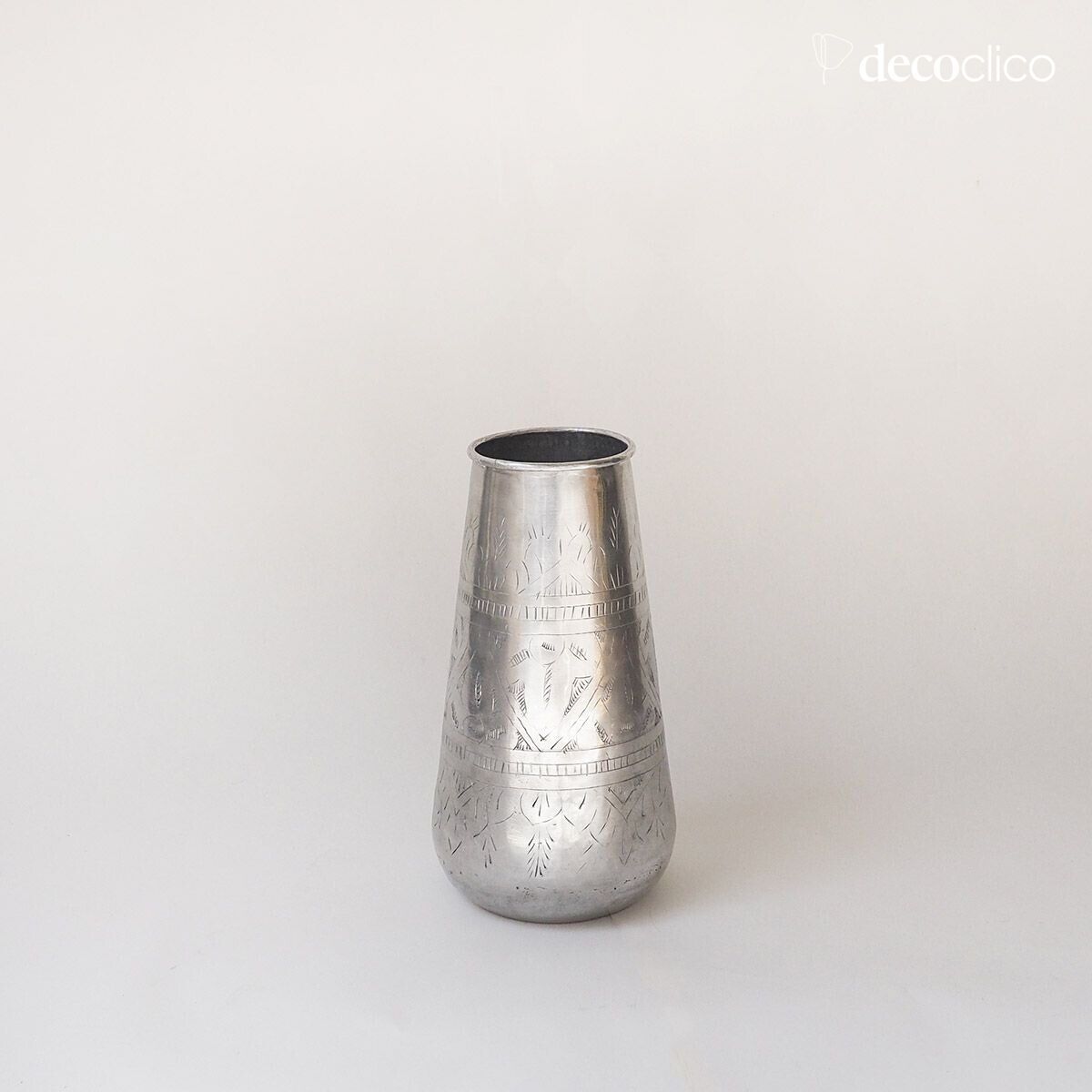 Jarrón cilíndrico de aluminio plateado H26 cm  Jaya