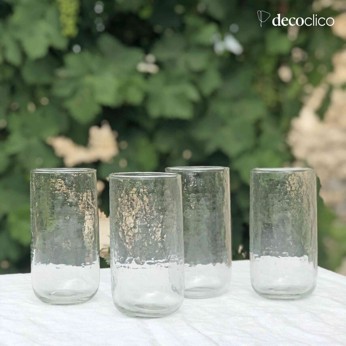 Juego de 4 vasos altos de vidrio abombado
