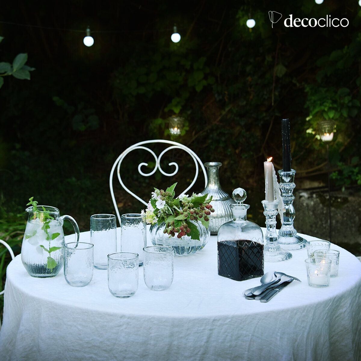 Kandelaar in transparant smeedglas 16 x 11 cm Guenièvre