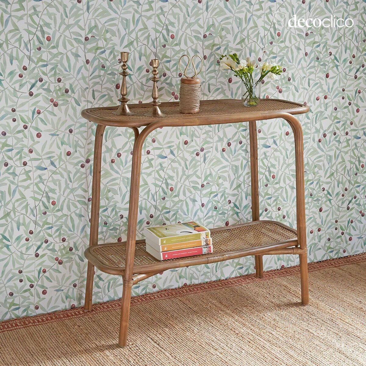 Konsole 2-stufig aus Rattan und braunem Geflecht Rosalie