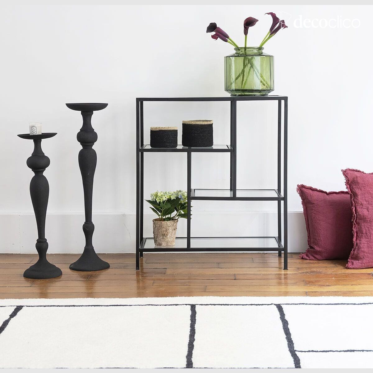 Konsole aus Glas und Metall in mattschwarzem Finish Mira