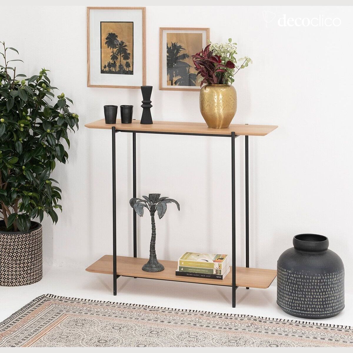 Konsole in Eichenfurnier und Füße in mattschwarzem Metall Upper Arne Lykke