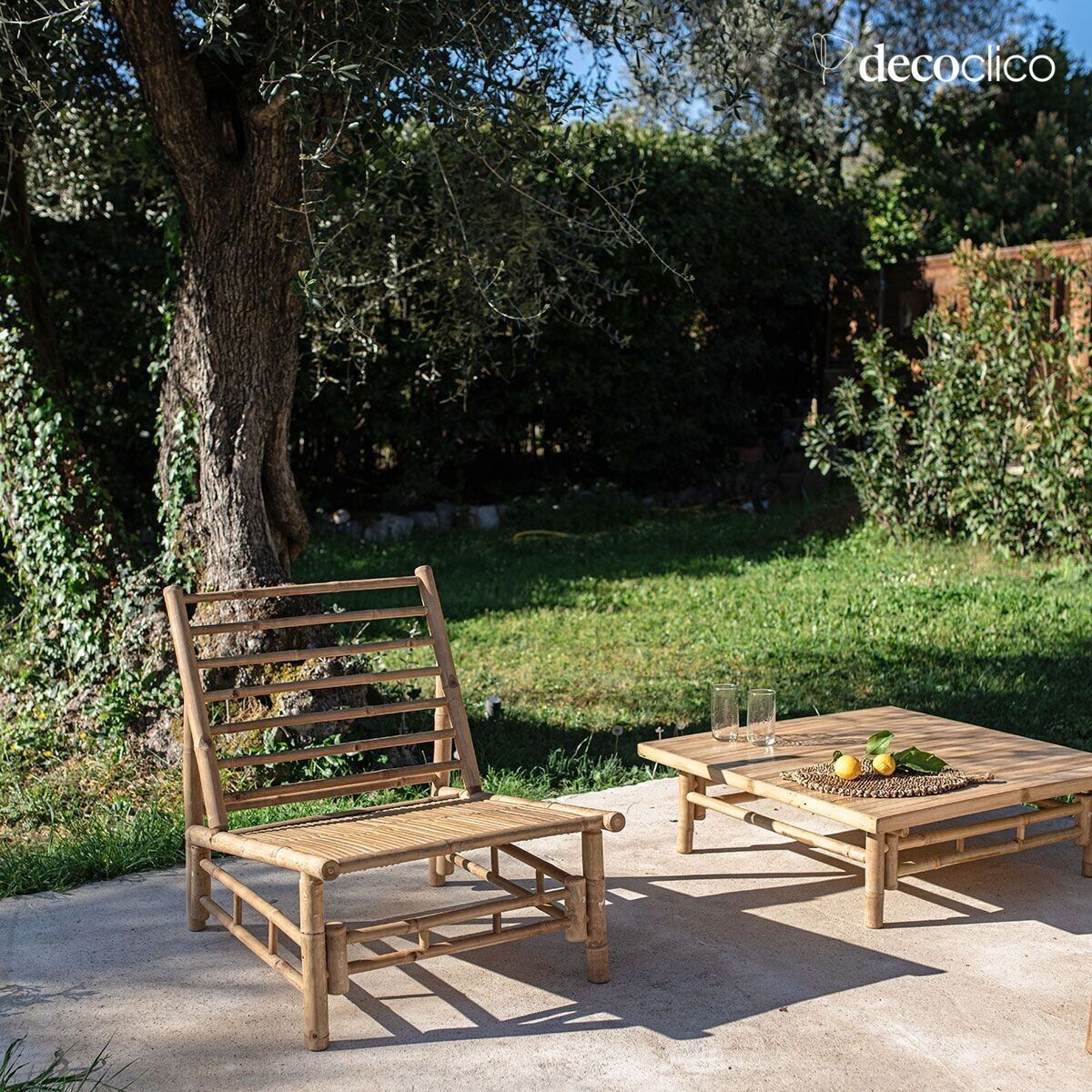 Lage fauteuil in natuurlijk bamboe Taman