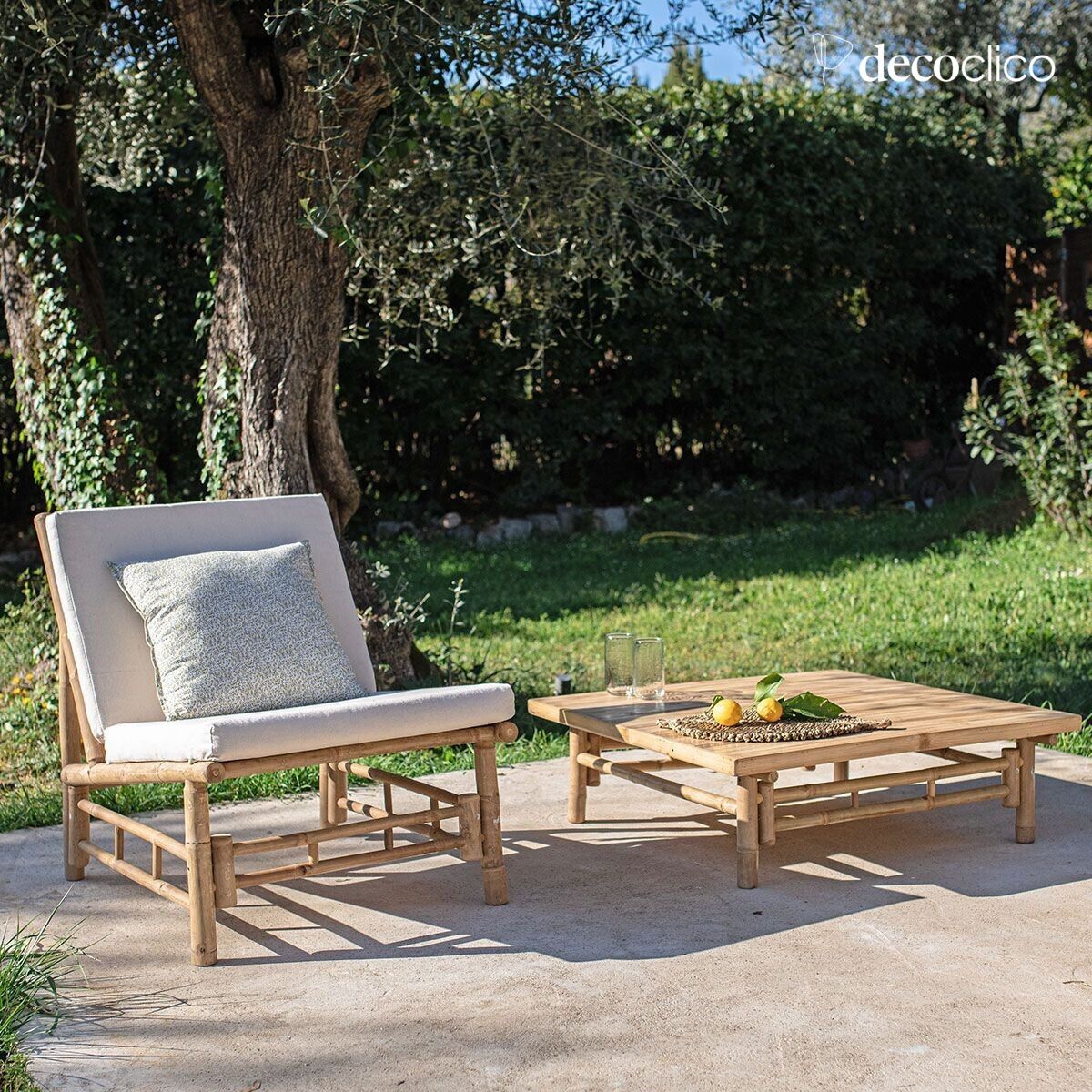 Lage fauteuil in natuurlijk bamboe Taman