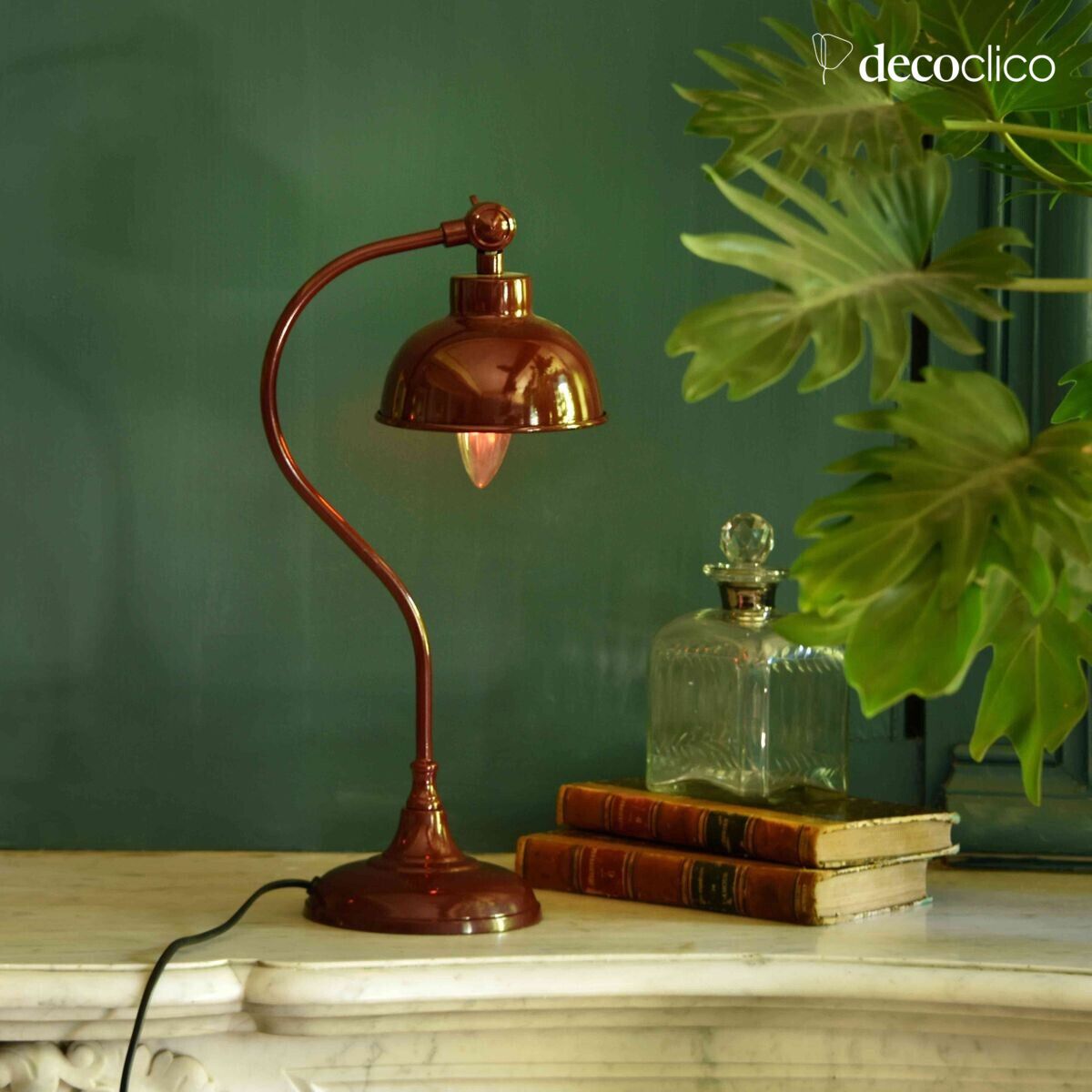 Lampada da scrivania in metallo color bordeaux Alistair