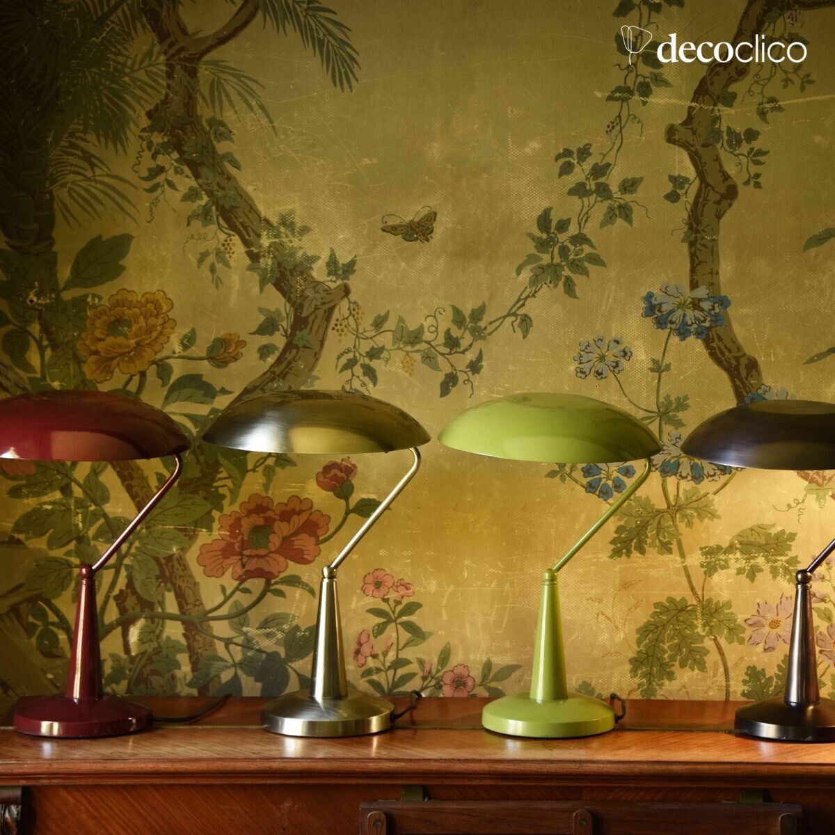 Lampada da scrivania in metallo con paralume a piattino color argento antico Parker