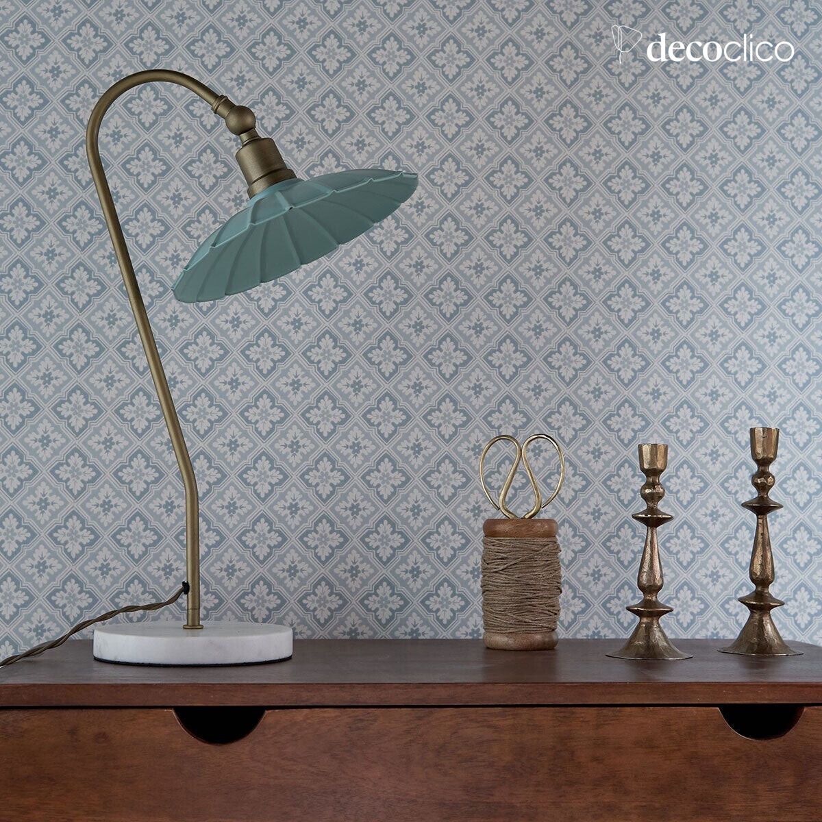 Lampada da tavolo vintage in metallo verde Odette