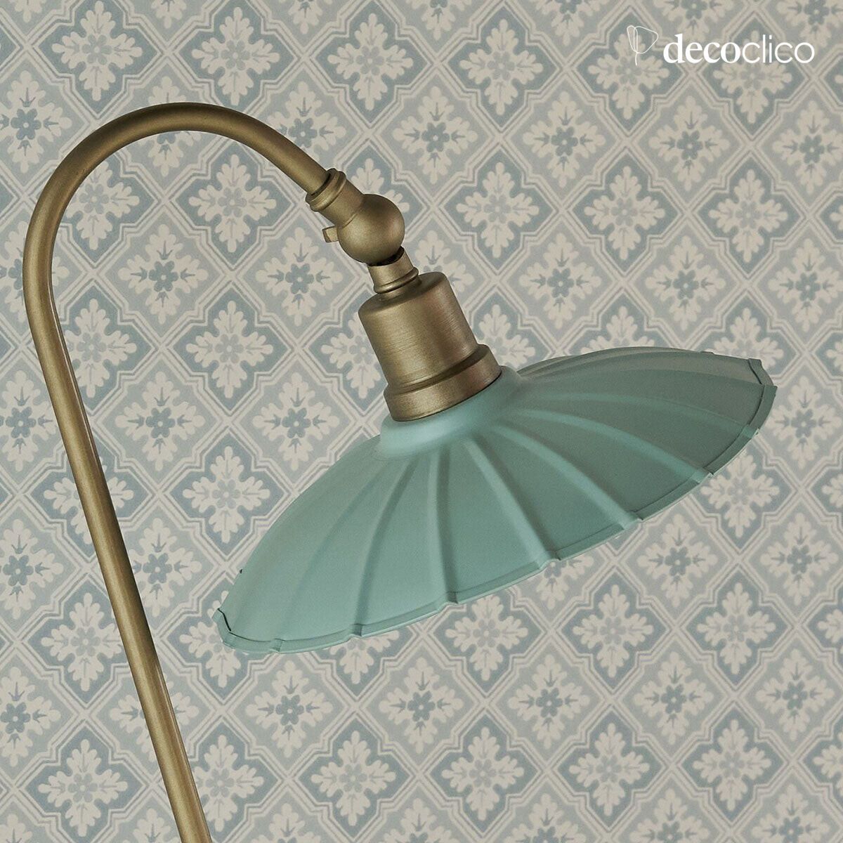 Lampada da tavolo vintage in metallo verde Odette