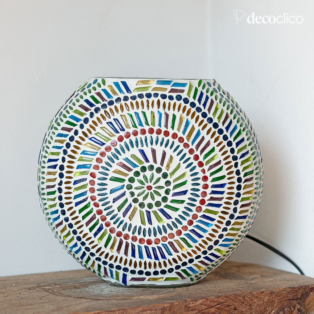 Lámpara de mesa redonda de mosaico de vidrio - multicolor Bangalore