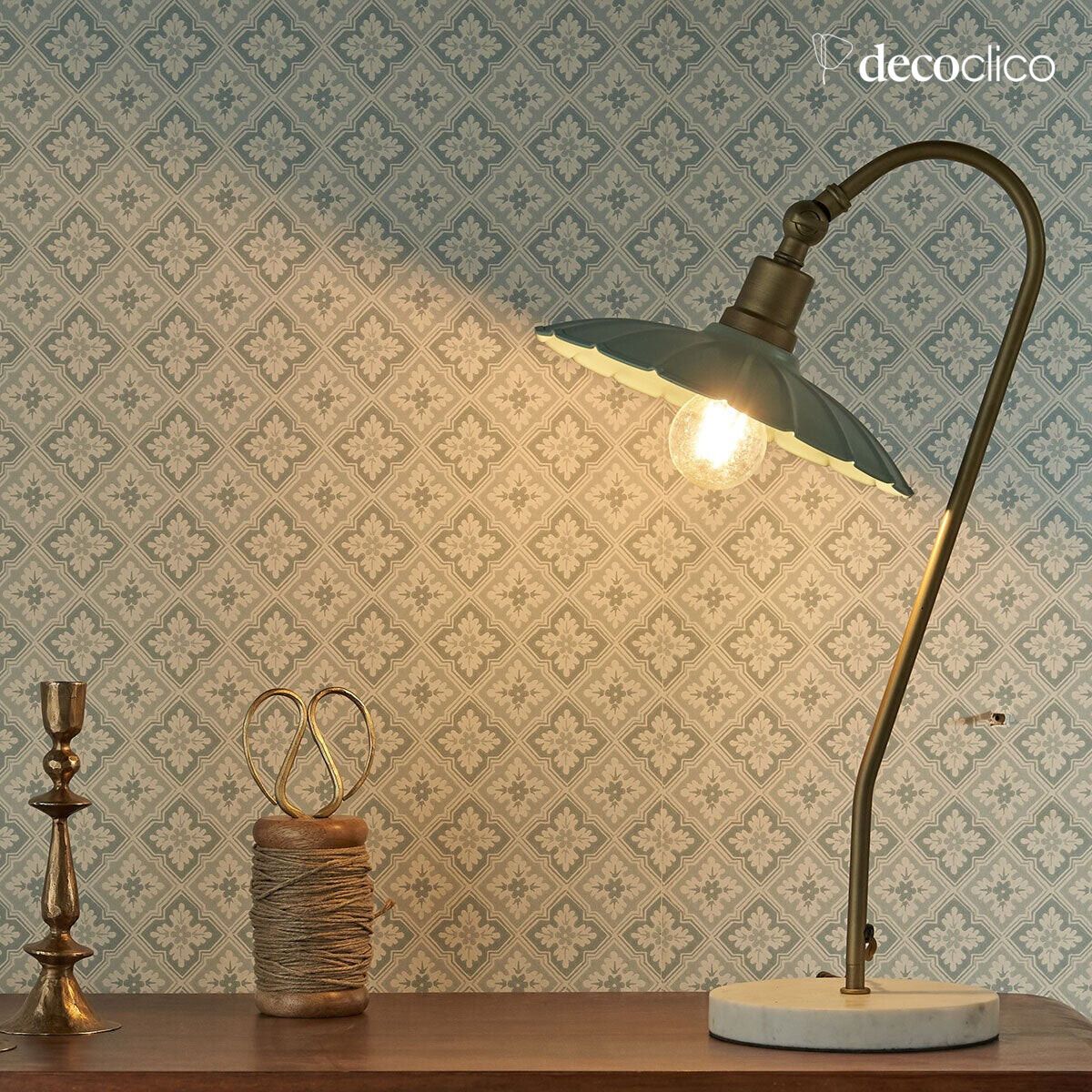 Lampe à poser vintage en métal ton vert Odette