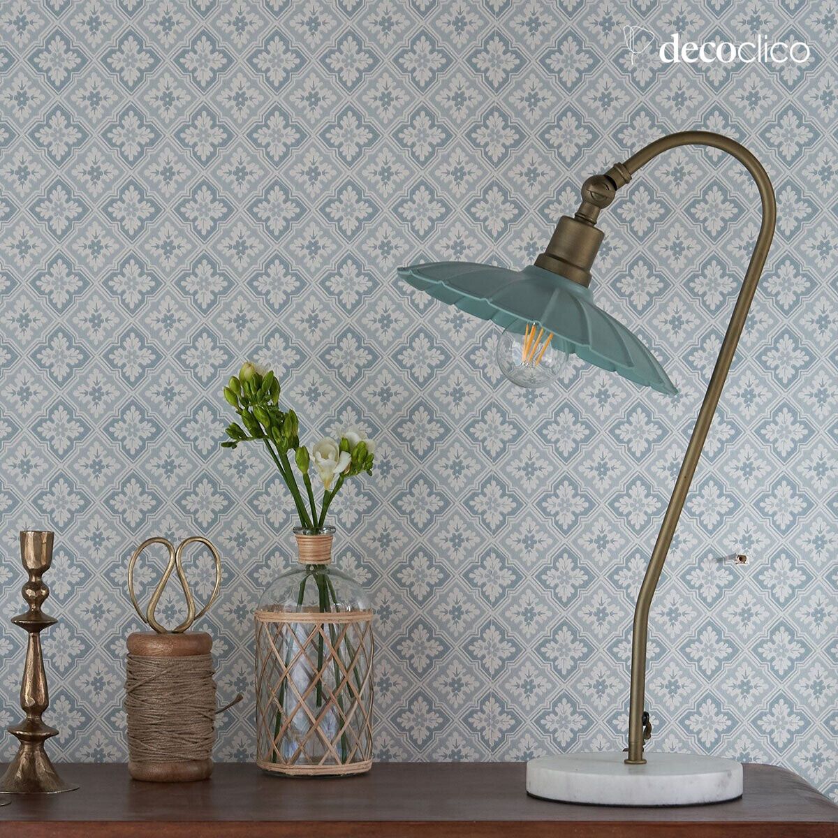 Lampe à poser vintage en métal ton vert Odette