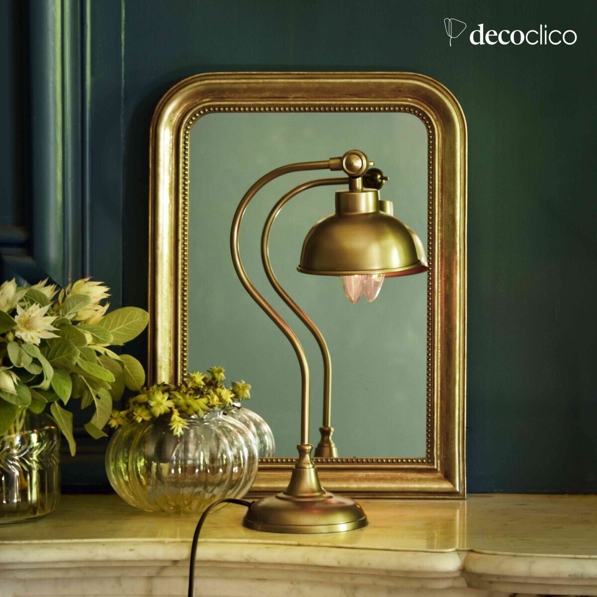 Lampe de bureau en métal couleur laiton antique Alistair