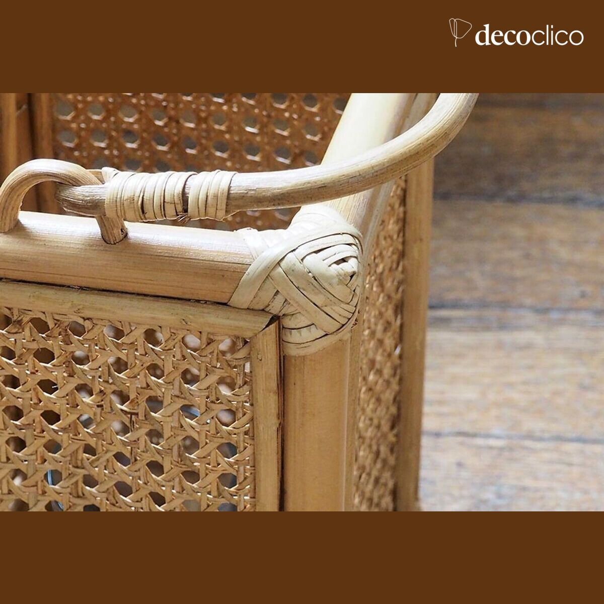 Lantern tealight holder in natural wicker with handle Moka