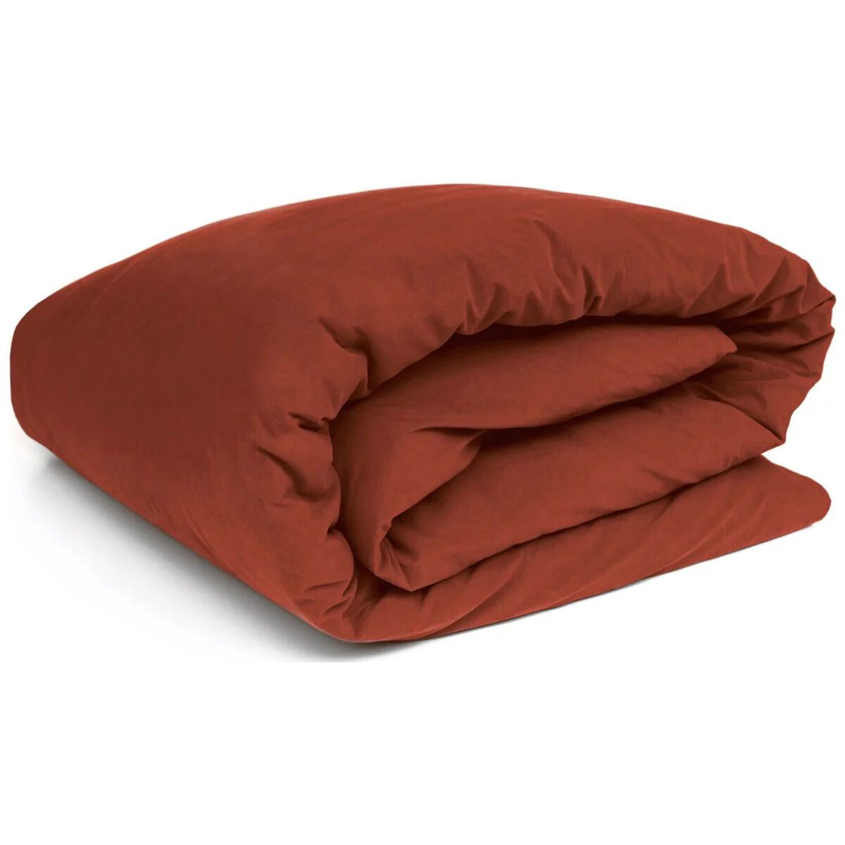 Lenzuolo con angoli in percalle cotone lavato terracotta 160x200 cm  Ninon