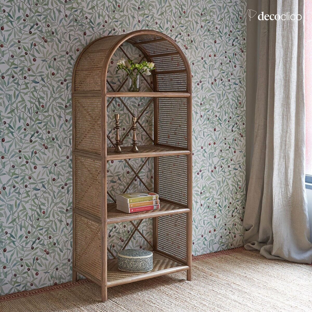 Library in rattan and brown cane Rosalie