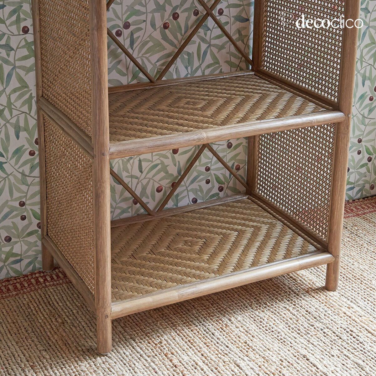 Library in rattan and brown cane Rosalie