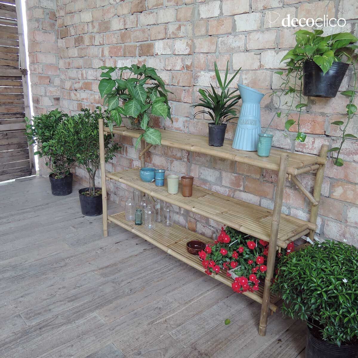 Libreria bassa da appoggio in bambù naturale Taman