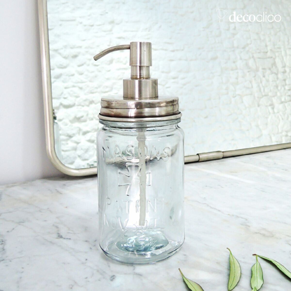 Liquid soap dispenser in glass and silver nickel Chaumont
